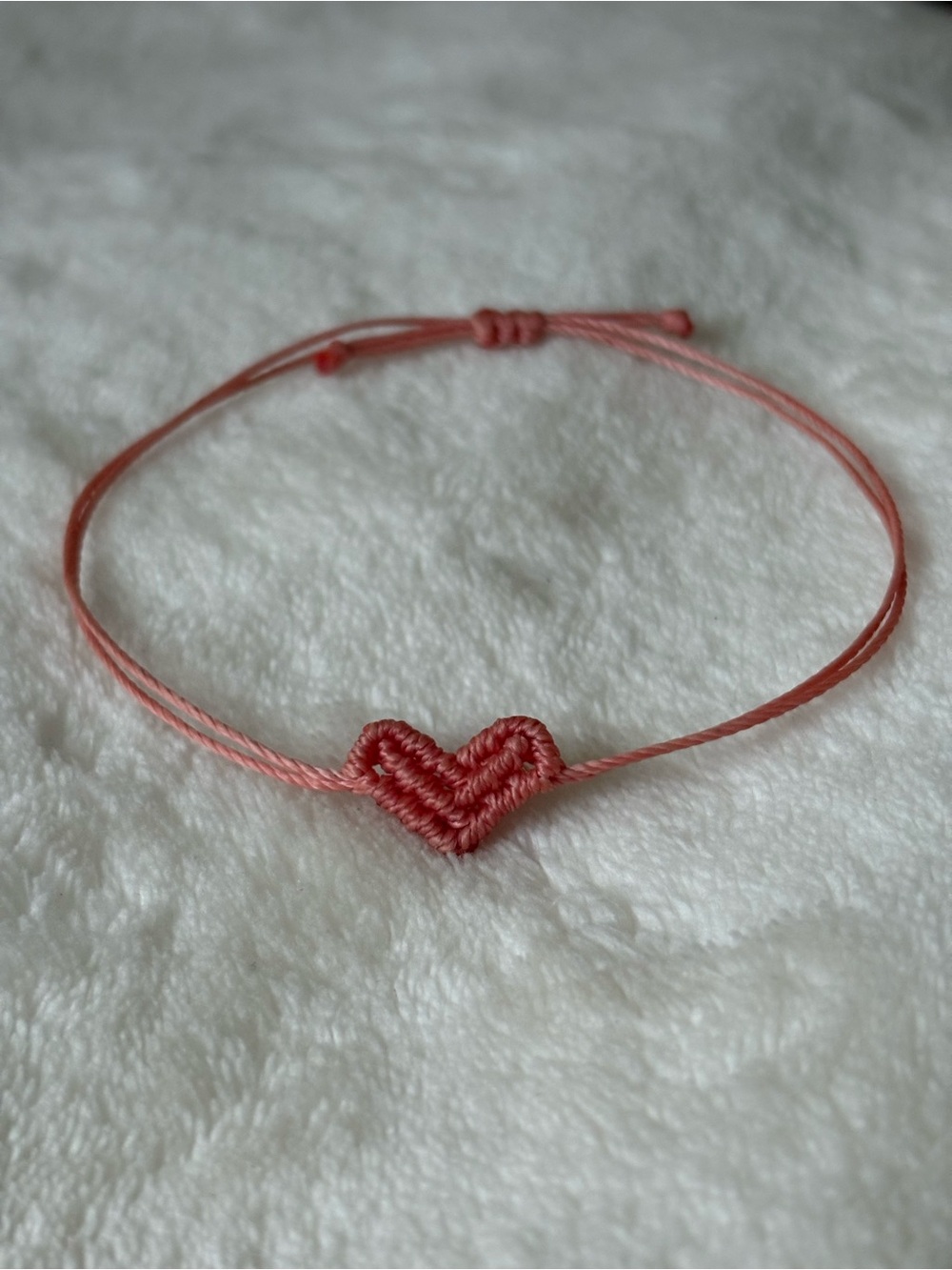 Delicate Coral Heart Cord Bracelet - Adjustable Women's Accessory